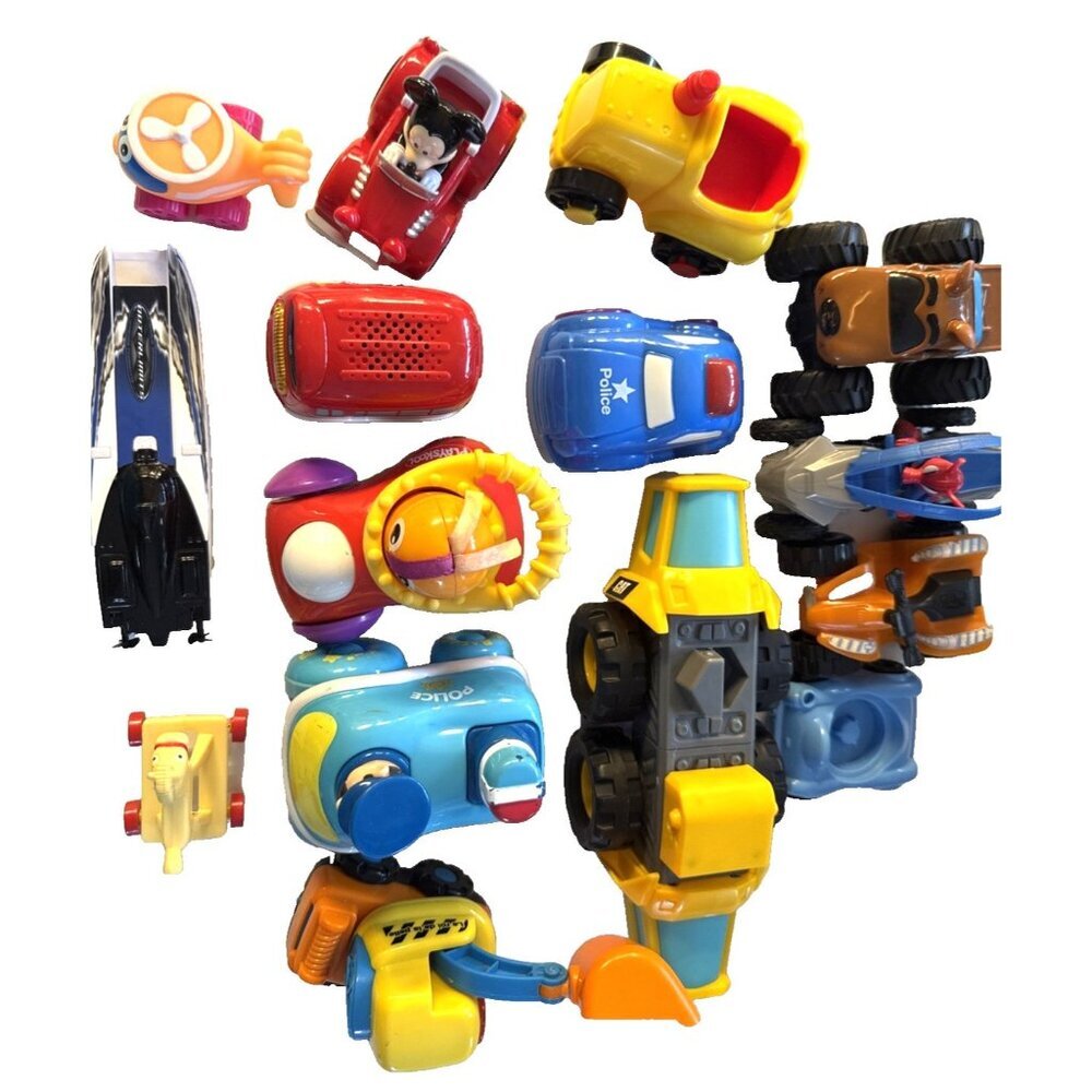 16 pc Lot Toy Cars Toddler Kids Cat Disney Hasbro Mattel Playskool Lights Sounds